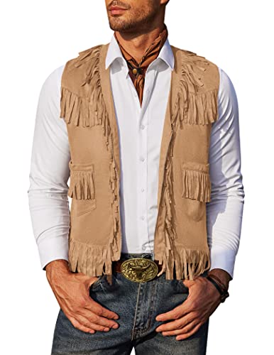 Gilet Western Cowboy pour Homme COOFANDY sans Manche Style Vintage Retro