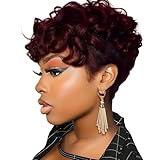 BOBCOO Pixie Cut Wig Short Wigs for Black Women Short Pixie cut Wigs for Black Women (Burgundy)