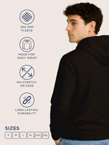 Image of Nobero Hoodies for Man | 280 GSM Rich Cotton Fleece Solid Hooded Full Sleeve Sweatshirt for Man | Stylish Casual Wear Winter Hoodies for Men
