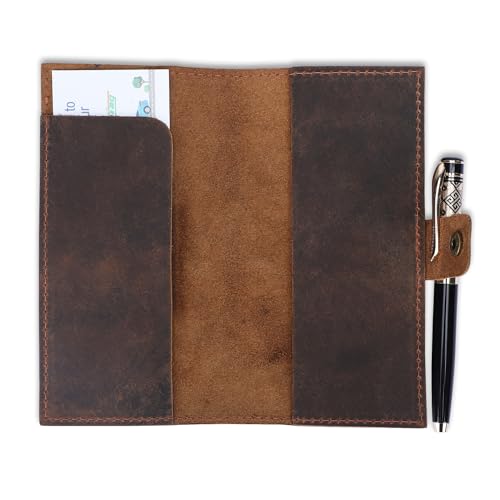 The Antiq Leather Cheque Book Cover Checkbook Holder, Check Book Wallet, Check Book Cover, Leather Register Checkbook Case, Executive Checkbook Case for Men & Women (Classic)