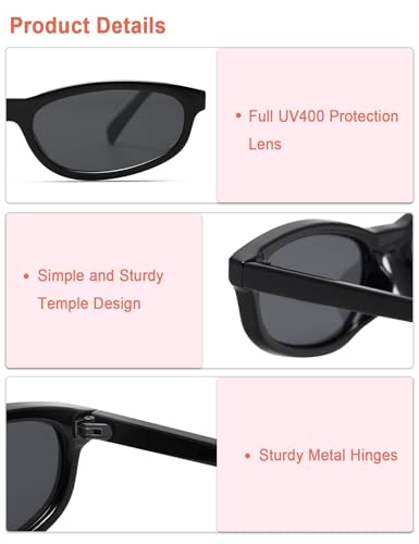 Retro Rectangle Sunglasses for Women Trendy Small 90s Sunnies Vintage Skinny Narrow Rectangular Frame GM96023