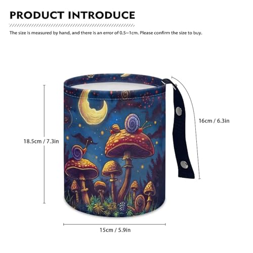 Image of Mushroom Moon Car Trash Can Reusable Foldable Hanging Portable Dustbin Bin Waste Basket Collapsible Car Accessories Interior for Car SUV Trucks Universal