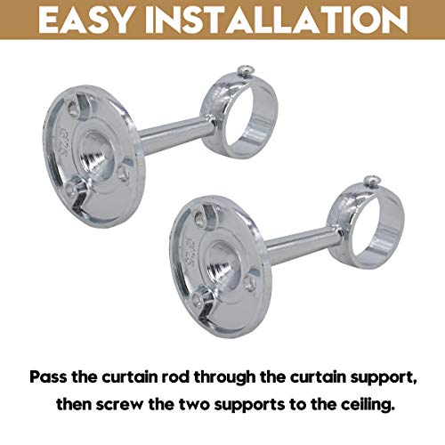 Addgrace Ceiling Mount Curtain Rod Bracket Set Of 8 Curtain Rod Holders For 1 Inch Rod (Chrome) #TOP3
