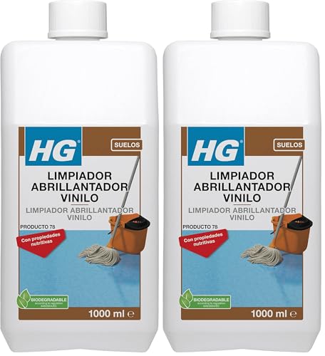 HG Limpiador Abrillantador Vinilo, Limpiador de Suelos de Vinilo y Linóleo, Líquido Detergente para Suelos de Goma y Linóleo, Producto de Limpieza HG   1 Litro (Paquete de 2)