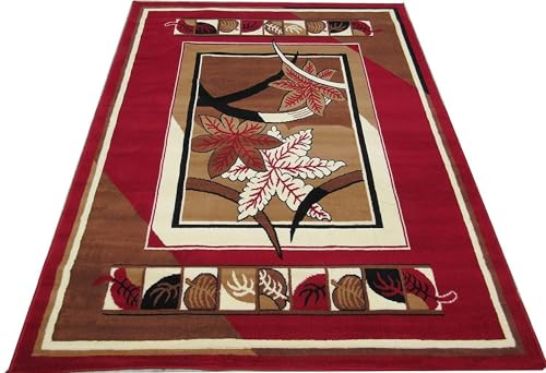 Image of Home Decore Acrylic Carpet for Your Living Room & Drawing Room Aywhere in Your Home Size - 6 X 8 Ft (RED-J)