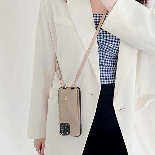 Housse en cuir premium kaki crossbody pour habiller l'iPhone 12 Pro