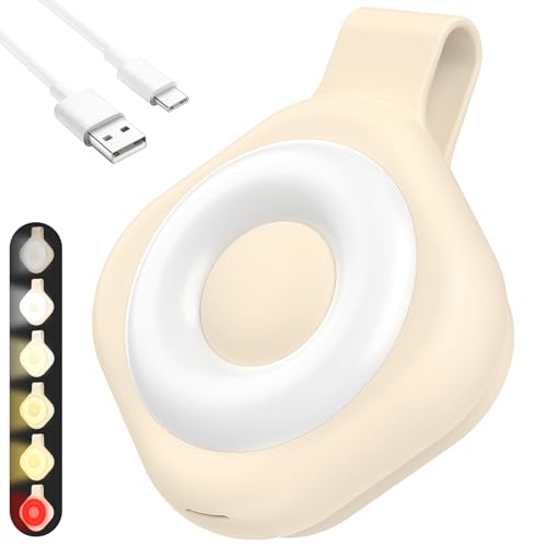 Divava Nurse Night Light Clip for Badge - Rechargeable Magnetic Badge Light with 6 Brightness & 3 Color Modes Hands-Free Nurse Essentials for Night Shift Purse Light for Walking Beige 1 Pack