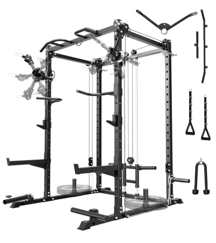 Image of Eonfit Power Cage, Multi-Function Power Rack with Cable Crossover System