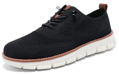Men’s Business Casual Oxford Sneakers – Lightweight Knit Mesh Upper with Cushioned EVA Sole | Breathable, Comfortable Everyday Walking Shoes