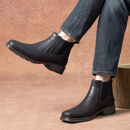 Image of Jousen Chelsea Boots Men Square Toe Ankle Mens Dress Boots Casual Slip On Boots for Men