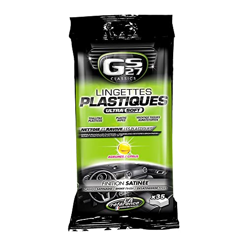 GS27 - Lingettes Plastiques Voiture - Finition Satin&eacute;e - Parfum Agrumes - 35 Lingettes Voiture