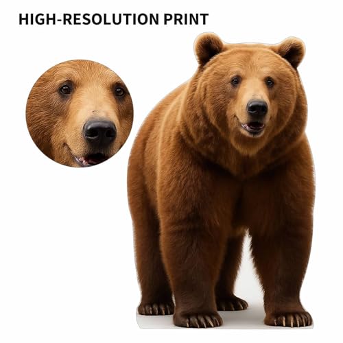 Image of Brown Bear 3FT Life Size Cardboard Cutout - A Fun Animal Standup for Photo Booths, Birthday Parties, and Events