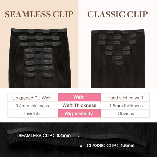 Image of GOO GOO Seamless Clip in Hair Extensions Real Human Hair Remy Extensions