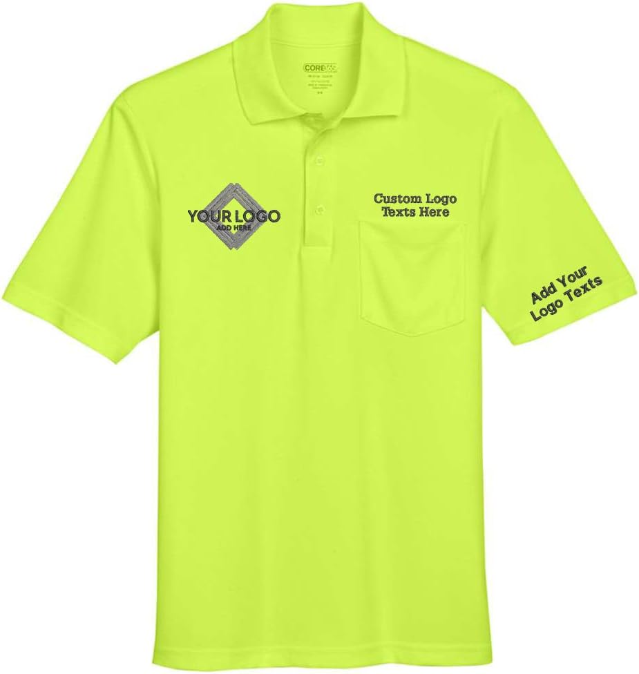 INK STITCH Men Core365 Custom Embroidery Logo Texts Performance Pique Pocket Polo Shirts