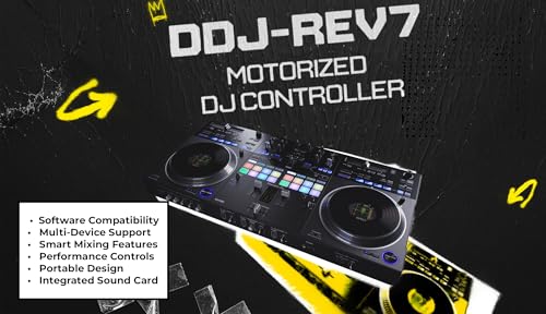 Image of Pioneer DDJ-REV7 Scratch-Style 2-Channel Professional DJ Controller Bundle with Case, HDJ-X5-K Headphones, XLR Microphone Cable, TRS to Dual TS Breakout Cable, and Austin Bazaar Polishing Cloth