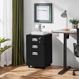 Yaheetech Caisson de Bureau Mobile avec 3 Tiroirs, Verrouillable, Rangement Bureau pour Document A4/Lettre, Dossier Suspendu, Support d'Imprimante à roulettes, 40 cm L × 40 cm l × 66 cm, Noir - 9