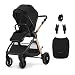 Kinderkraft VESTO 2 Buggy Kinderwagen bis 22 kg, wendbarer Sitz, Einhand Falten, kompakt, Federung, große Räder, Travel System, Zubehör Set, Schwarz