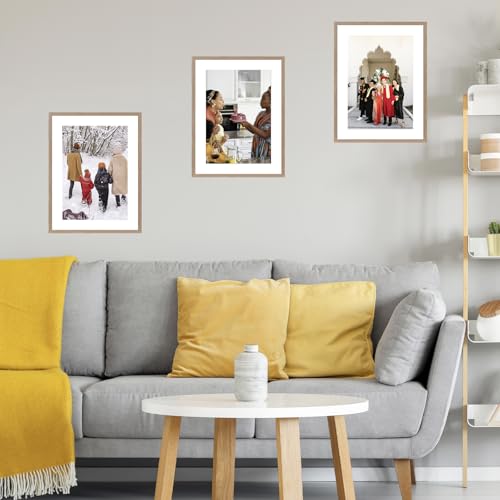 Image of JCJMY 16x22 Picture Frame with 12x18 Mat, Display Photo 12x18 with Mat or 16 x 22 Without Mat, Wall Hanging Large 16 by 22 Poster Frame with Plexiglass, Rustic Brown