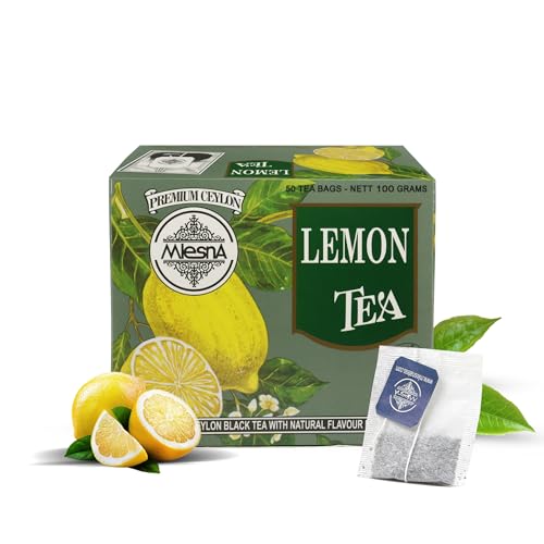 Image of Mlesna Lemon Black Tea 100g | 50 Foil-Wrapped Tea Bags | Pure Ceylon Black Tea | Rich in Antioxidants | Imported from Sri Lanka