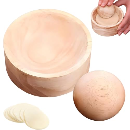 Wood Dumpling Skin Press Tool - Dough Maker for DIY Steamed Buns, Pies - Reusable and Portable Kitchen Gadget for Homemade Chinese Food Baking