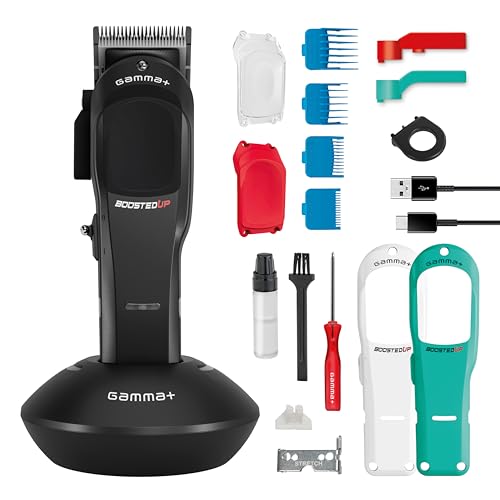 Gamma+ Boosted Up Tondeuse à Cheveux Professionnelle Homme | Clipper avec Moteur Rotatif | 120 Min d'autonomie | Lame Réglable | 4 Peignes | Câble USB de Type C