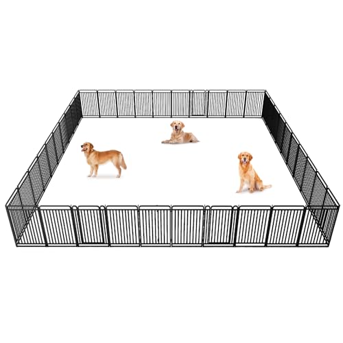 Image of New Thickened Version Dog Playpen, 43 Inch Dog Fences for The Yard, Portable Outdoor Dog Playpen for Large /Medium /Small Dogs, Foldable Metal Dog playpen, with Doors (40 Panels, 43 Inch)