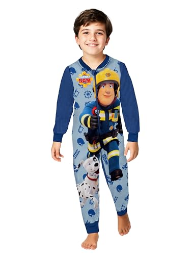 United Labels Feuerwehrmann Sam Jumpsuit für Jungen - Overall Kinder Pyjama Schlafanzug Langarm Blau (DE/NL/SE/PL, Numerisch, 98, 104, Regular, Blau)
