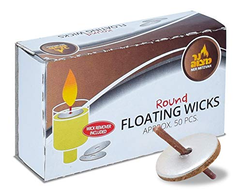 Ner Mitzvah Round Floating Wicks - 50 Count (Approx.), Cotton
