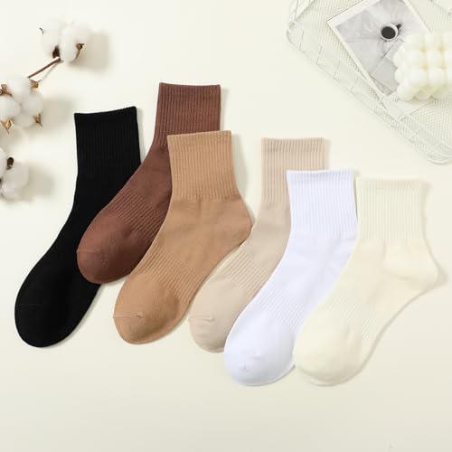 Image of Women Cute Crew Socks Neutral Cotton Socks Casual Aesthetic Slouch Boot Socks for Women Granola Girls Clothes