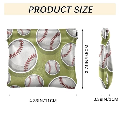 Baseball Pattern Coin Purse Leather Pouch Change Purse, Squeeze Coin Pouch for Cards, Keys & Lipsticks, Unisex3