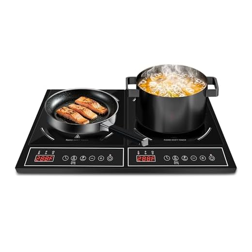 CUISUNYO Double Induction Cooktop Power Sharing Portable Induction Burner 1800w Countertop Temperature and Power Settings Electric Burner with Timer and Digital Control