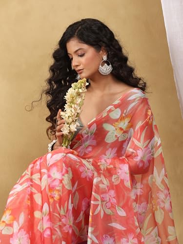 Image of Garden Vareli Floral Print Nara Chiffon Saree