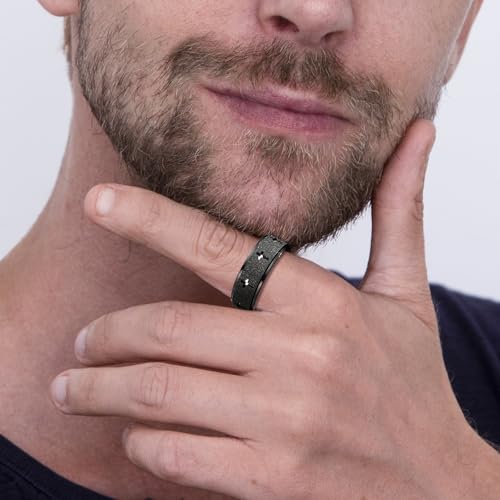 Anxiety Spinner Ring for Men - Stainless Steel Fidget Spinner Ring, Band Cross Thumb Roating Rings for Stress Relief 8mm Anxiety Relieve Fidget Toys for Adults Ring Size 6 7 8 9 10 113