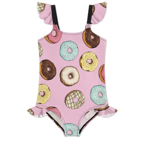Image of Girls One Piece Swimsuit Macaroni Cheese Pasta Food Ruffles Swimwear Bathing Suits 3-12 Years