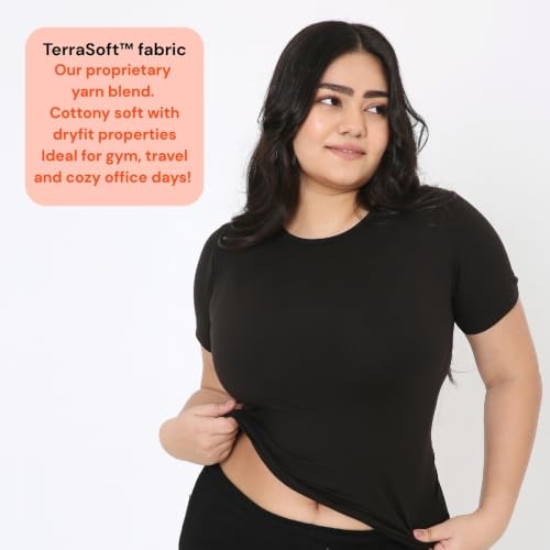 Image of Terractive Women's Cuddle Baby T - Soft Premium Cotton Half Sleeve Tee - Stretch Fit Tagless Comfort Lightweight Breathable Everyday Wear Casual Top for Lounging Layering or Outings