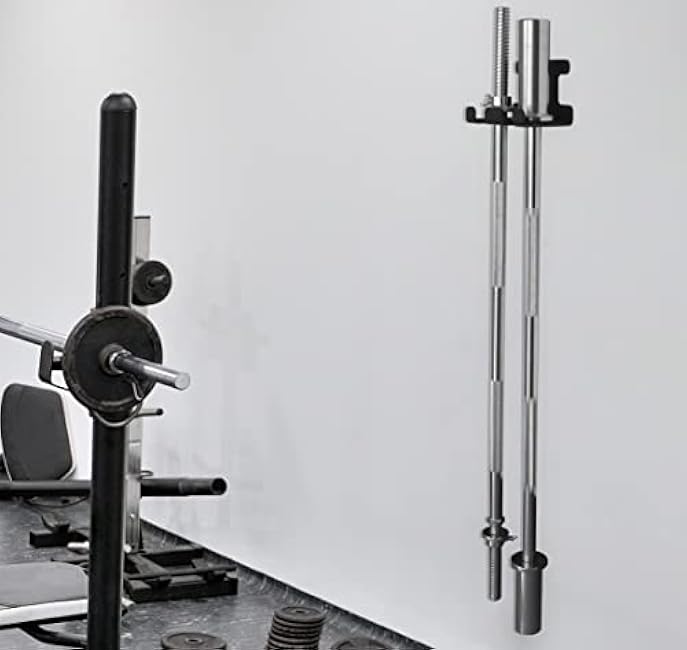 Barbell Holder Wall Mount Heavy Duty Vertical Barbell Holder Weight Bar Holder for Olympic Barbell, Curl bar, Commercial or Home Gym Accessory