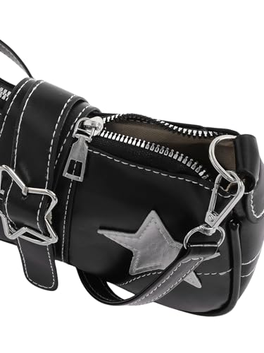 Image of Verdusa Women's Y2K Punk Shoulder Handbags Star Pattern PU Leather Underarm Bag Black One-Size