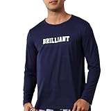 ZEFORTEX Men's Long Sleeve Pajama Top, Soft Navy Blue Sleep Shirt for Men, Comfortable Nightwear for Lounging & Sleeping (US, Alpha, X-Large, Regular, Regular)