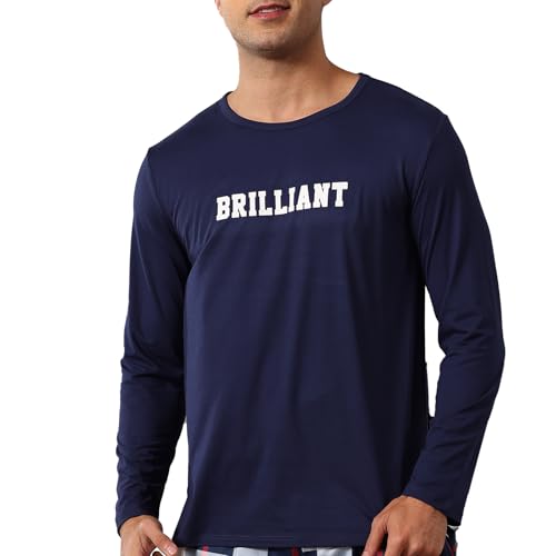 ZEFORTEX Men's Long Sleeve Pajama Top, Soft Navy Blue Sleep Shirt for Men, Comfortable Nightwear for Lounging & Sleeping (US, Alpha, X-Large, Regular, Regular)