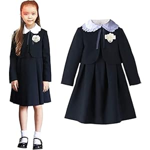 WUOWU Girls Suit, Children’s Clothes, Uniform, Kids, Formal, Kindergarten Entrance, Graduation, Exam, Interview, Dark Blue Ensemble Suit, 5-Piece Set, Girls, Suit, School Entrance Ceremony, Graduation, Long Sleeve Blouse Included, 43.3, 47.2, 51.2, 55.1, 59.1, 63.0, 63.0 inches (110, 120, 130, 140, 150, 160, 160 cm)