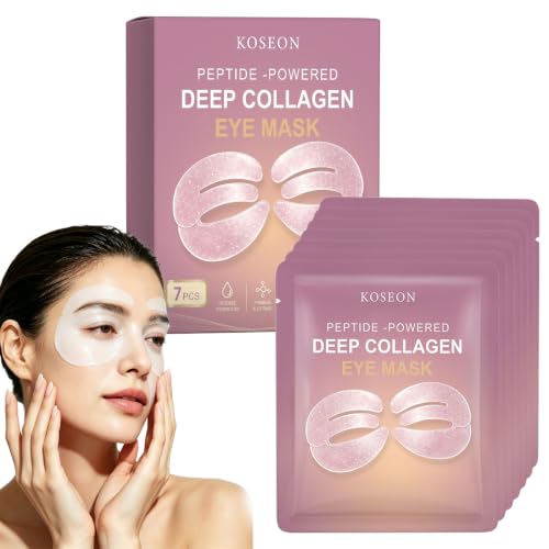koseon Collagen Eye Mask New 7 PCS Peptide Collagen Eye Mask Deep Hydrating Under Eye Patches for Dark Circles Puffiness Wrinkles Eye Mask with Hyaluronic Acid Moisturizing Firming Skin Care
