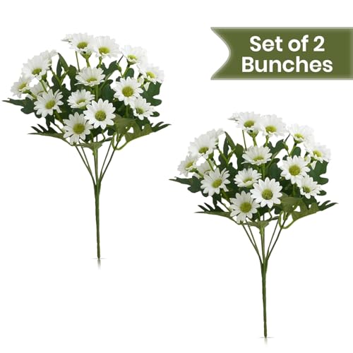 Image of Art Street Artificial White Flowers Bunch |Daisy Flowers for Home | Living Room, Decor |Christmas Day, New Year, 7 Head 21 Flowers| Pack of 2|Size 13 INCH, (Without Vase)