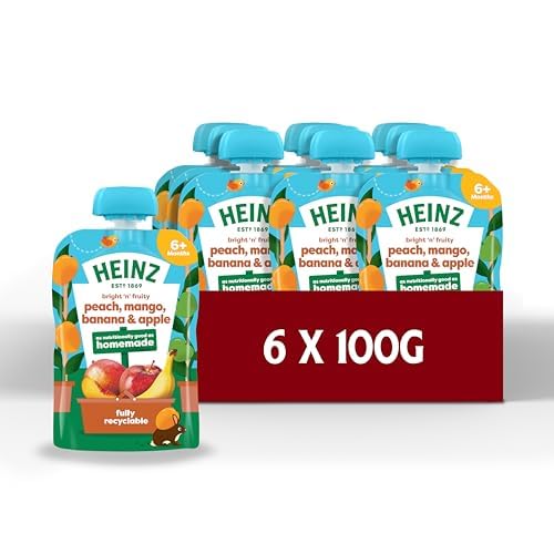 Heinz Baby Food Peach, Mango, Banana & Apple Pouch 6x100g