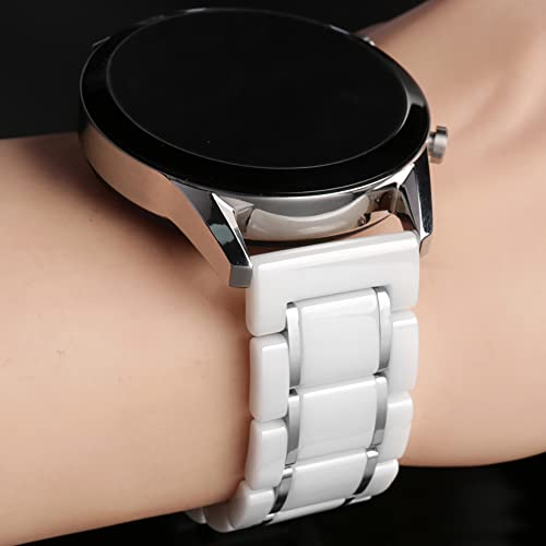 Nice Pies 20Mm 22Mm Universal Watch Band Two Tone Ceramic Stainless Steel Strap Bracelet Butterfly Buckle Wristband For Men Women (20Mm, B - White Ceramic & Slive) #TOP1