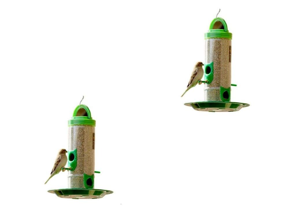Amijivdaya Plastic Bird Feeder with Holding Handle with 4 Feed Nozzles - Heavy Duty Hanging Bird Food Feeder for Balcony, Outdoor, Pack of 2 (Medium, Green) (B07MSGWC1D) Amazon Price History, Amazon Price Tracker