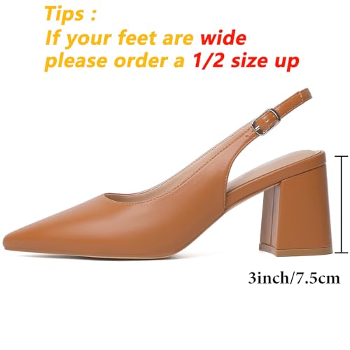 Mostrin Block Slingback Heels for Women Pointed Closed Toe Chunky Heels Office Work Shoes Women's Pumps for Business Casual2