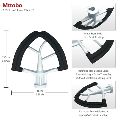 Image of Flex Edge Beater for KitchenAid 4.5 /5 QT Tilt Head Stand Mixer Fits 4.5-5 Quart Bowls,With Silicone Edges For Kitchen Aid Accessories and Attachments,Black