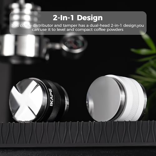 Image of 53mm Coffee Distributor & Tamper Dual Head Coffee Leveler Fits for 54mm Breville Portafilter, Adjustable Depth- Professional Espresso Hand Tampers