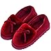 Femme Chaussons Hiver, Maison Faux Fourrure Chaudes Peluche Doux Intérieur extérieur Pantoufles Moccasin, Rouge, 40 EU