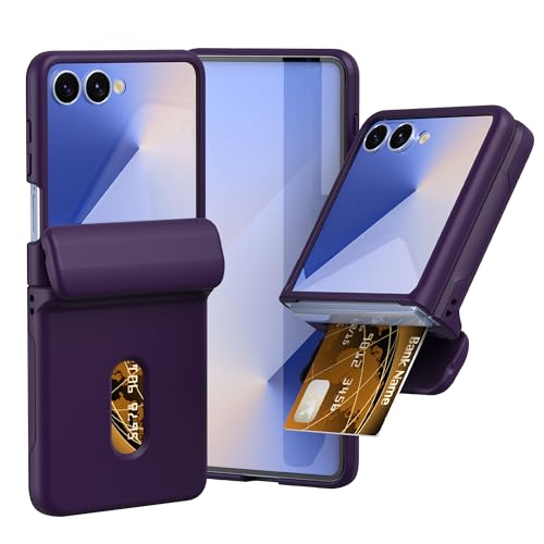 携帯ケース Galaxy Z Flip7専用専用薄型 軽量 弾性ヒンジ付 内蔵カード収納 ワイヤレス充電対応 レンズ保護 手帳型 カバー 肌感PC マットの表面 360°装甲 折り畳み 多機能保護 豪華 おしゃれ 二層構造 フリップ 指紋防止 スマホ 滑り